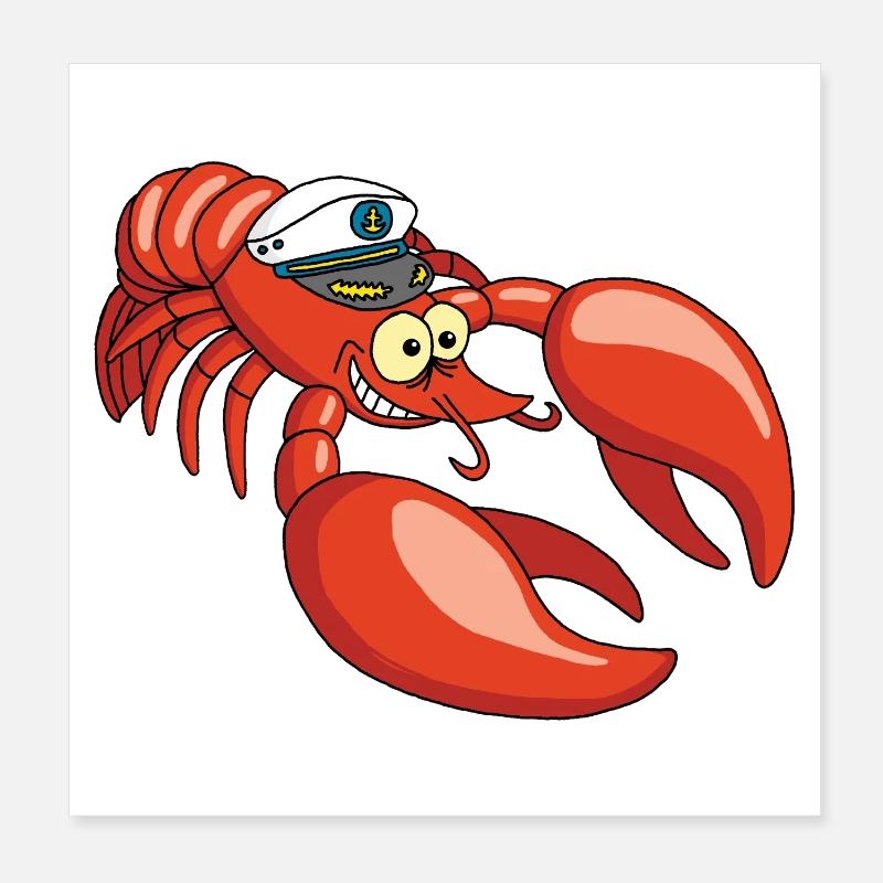 Lobster Captain Poster 8" x 8" (20x20 cm)