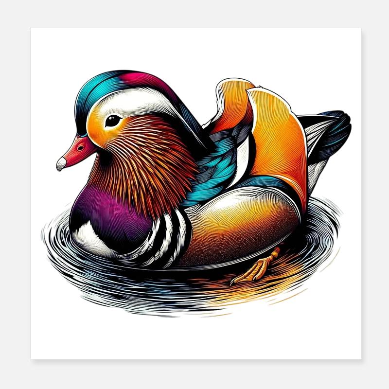Mandarinente Poster 20x20 cm