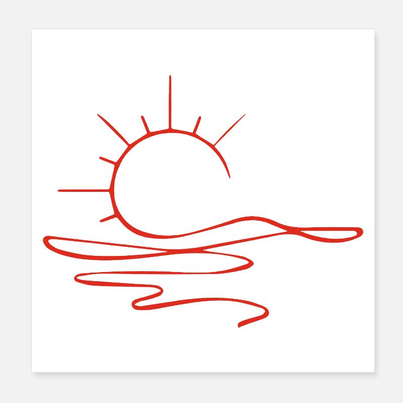 Esquisse du coucher de soleil (rouge) Poster 20 x 20 cm