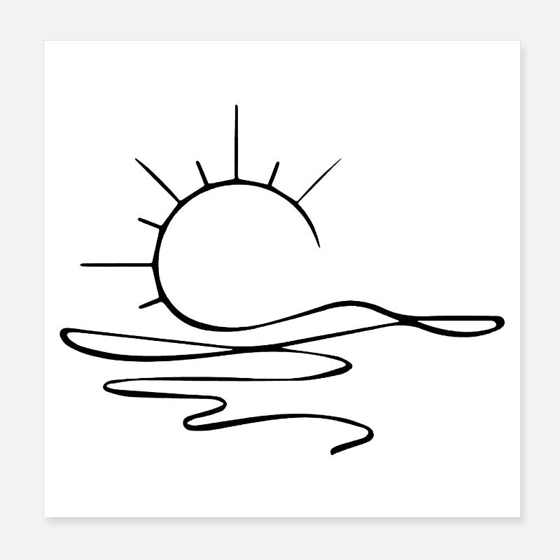 Sunset Sketch (Black) Poster 8" x 8" (20x20 cm)