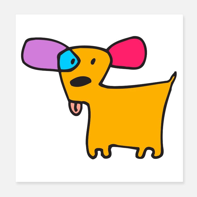06 Doggie Short Couleur Poster 20 x 20 cm