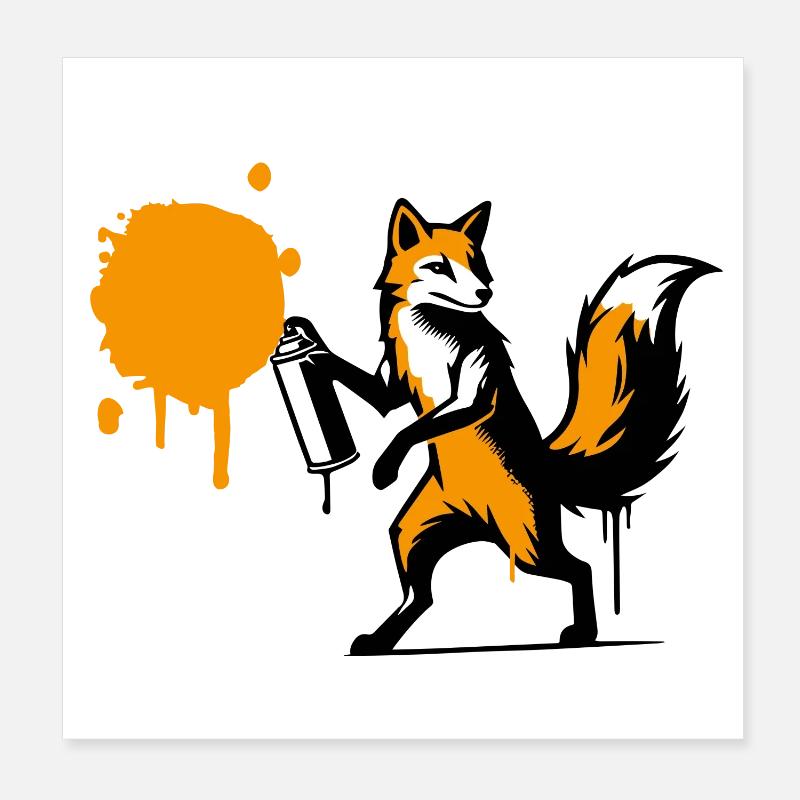 Graffiti fox in creative stencil style Poster 8" x 8" (20x20 cm)