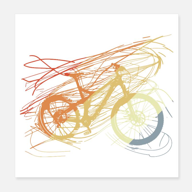 Bicycle Sketch Vintage Poster 8" x 8" (20x20 cm)