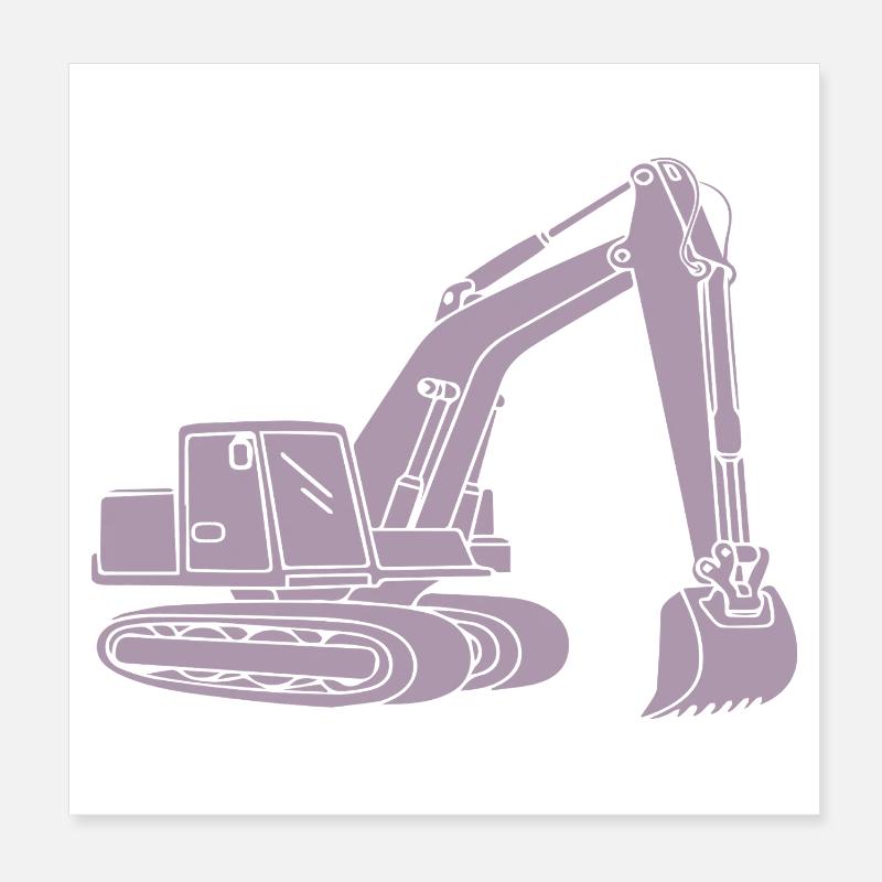 Bagger Silhouette Baugeräteführer Tiefbau Poster 20x20 cm