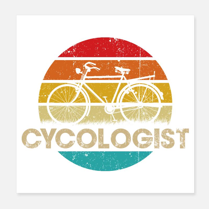 Vintage Bicycle Sunset Design Poster 8" x 8" (20x20 cm)