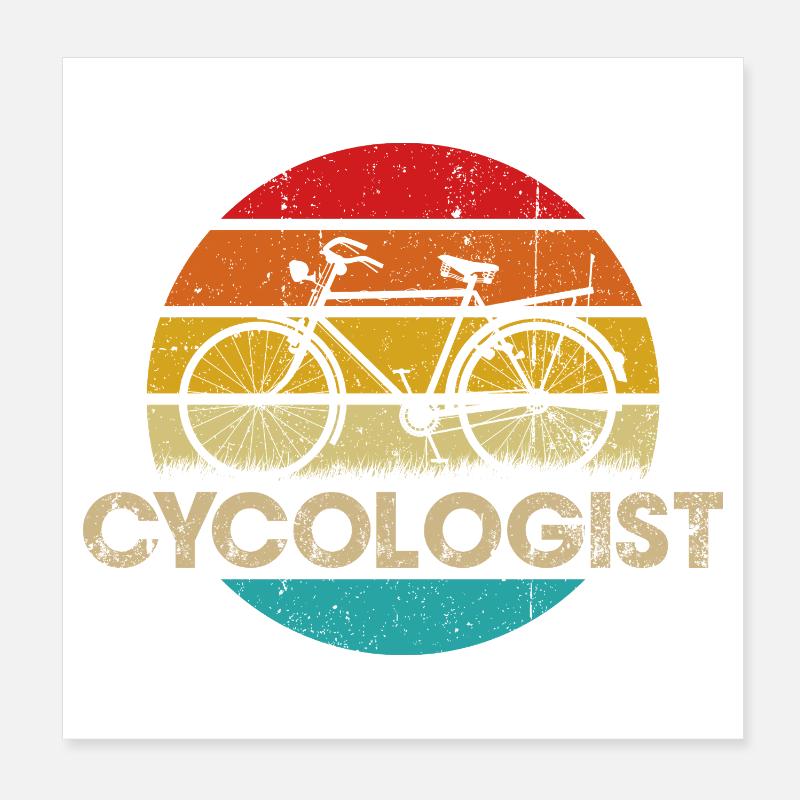 Logo vintage de vélo coucher de soleil - Poster 20 x 20 cm - blanc