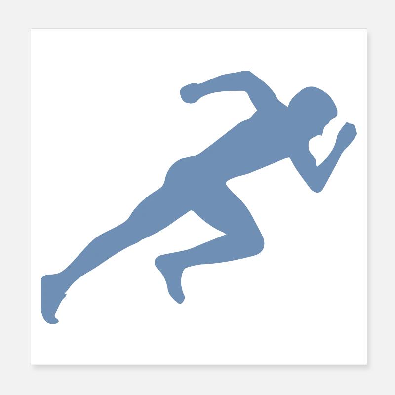 Minimalistisch Silhouette Sprinter Sprinten Rennen Poster 20x20 cm