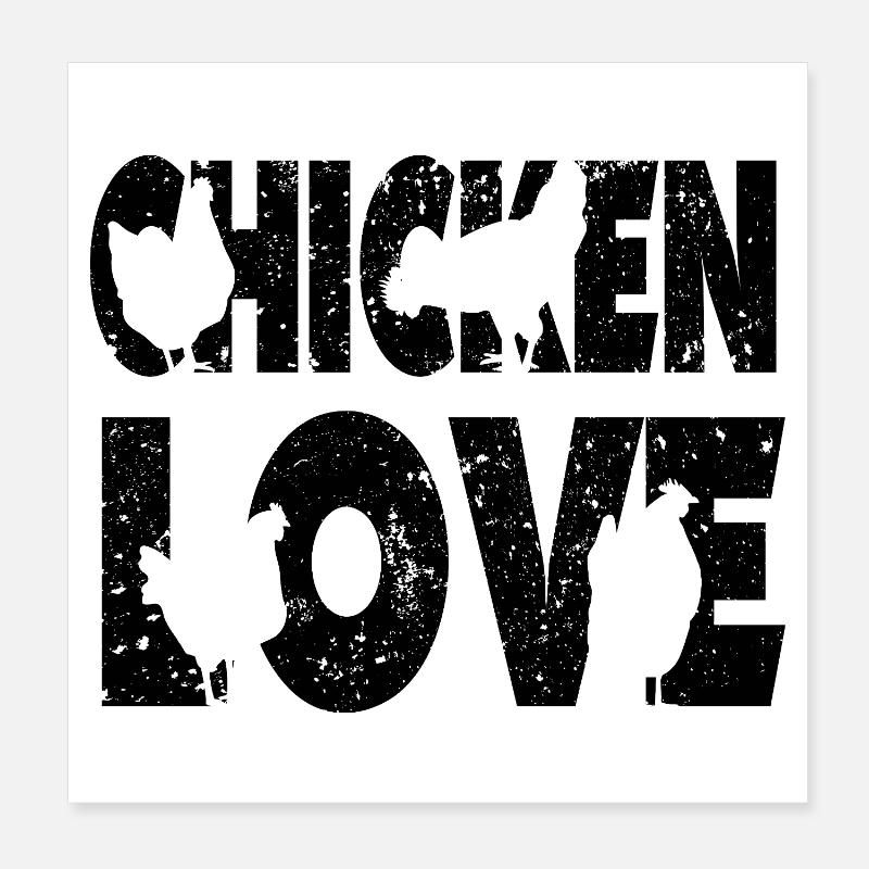 Chicken Love Graffiti Design Poster 8" x 8" (20x20 cm)