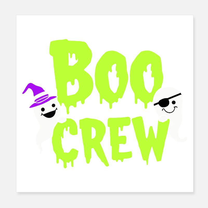 Boo Crew Halloween Ghost Friends Poster 8" x 8" (20x20 cm)