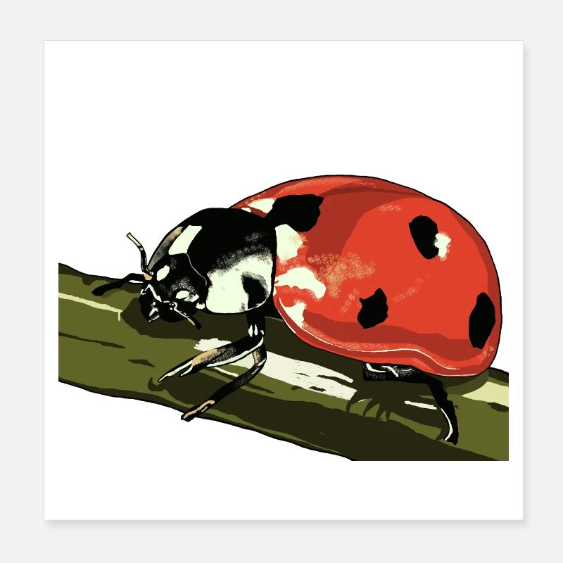 Ladybug on plant stem Poster 8" x 8" (20x20 cm)