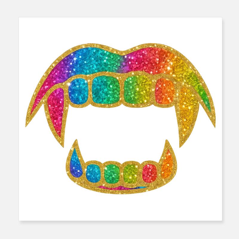 Regenbogen Glitzer Mund Poster 20x20 cm