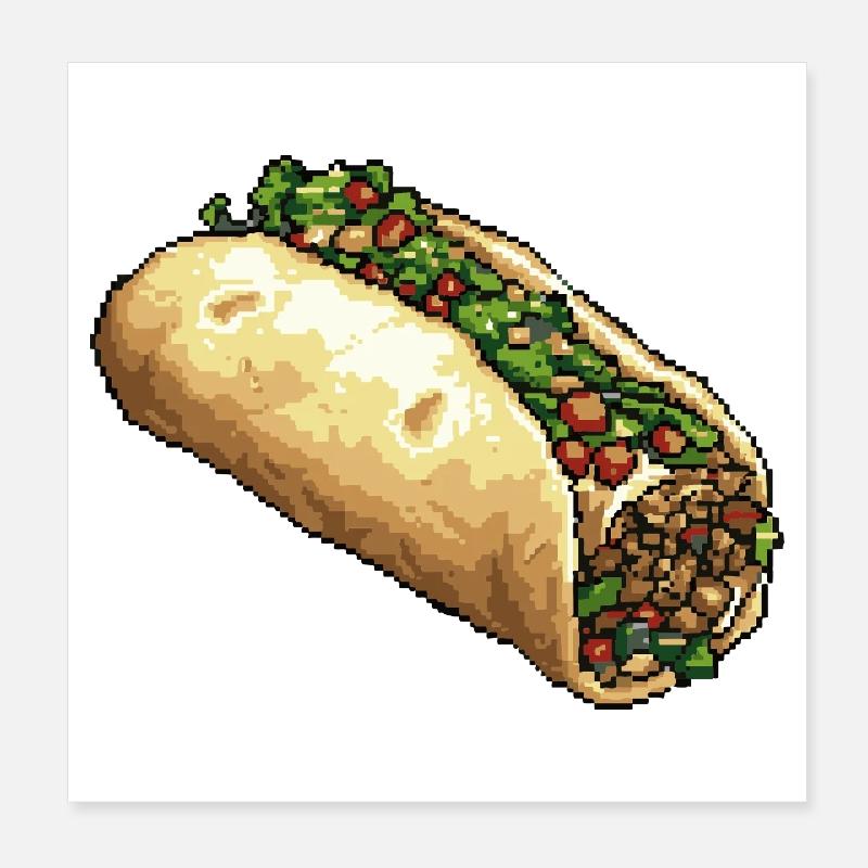 Pixel Taco Fiesta Pixel Art Poster 20 x 20 cm