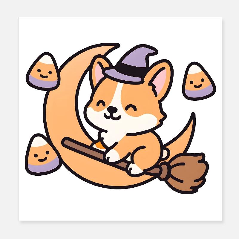 Sorcerer Fox on the Moon Poster 8" x 8" (20x20 cm)