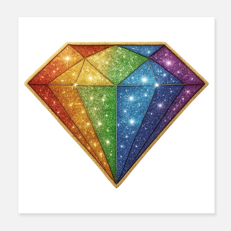 Regenbogen Glitzer-Diamant Poster 20x20 cm