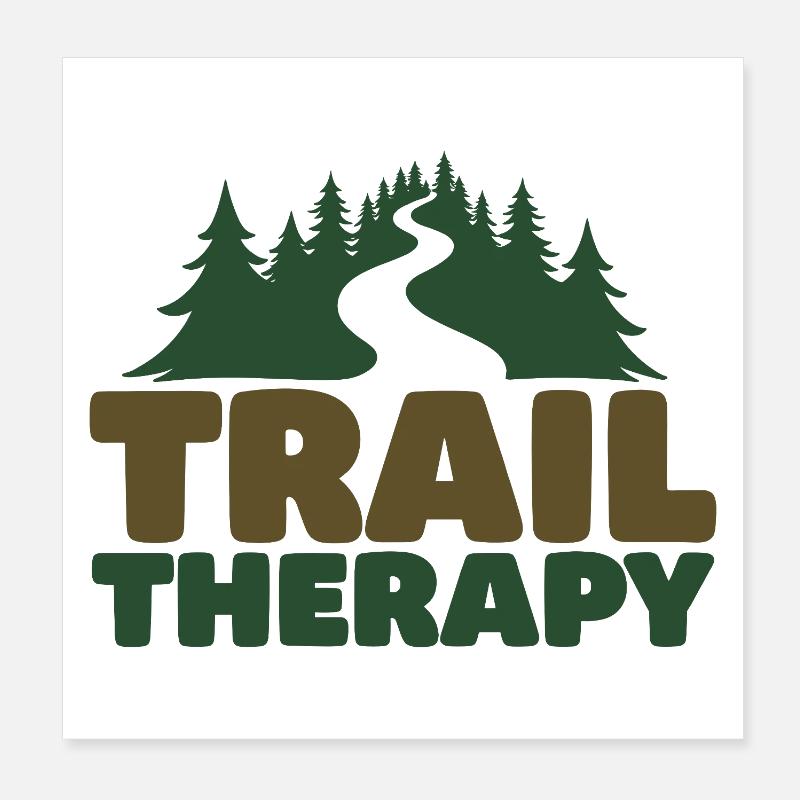 TRAIL THERAPY Spruch Statement Poster 20x20 cm