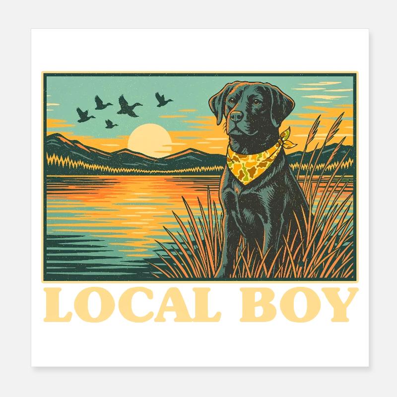 Lokaler Junge Labrador Retriever Jagd im Freien Poster 20x20 cm