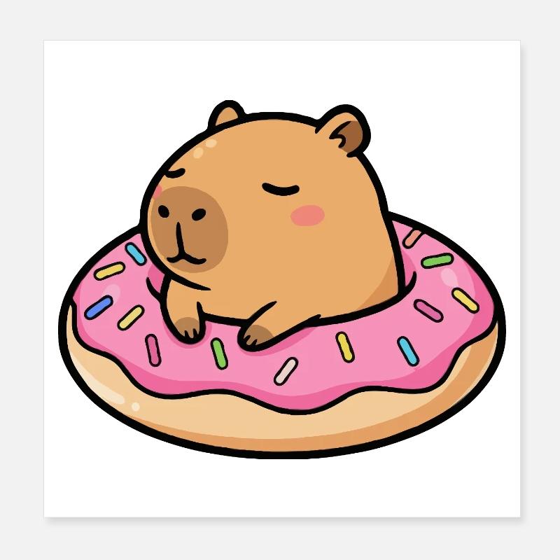 Kapibara in donut Poster 8" x 8" (20x20 cm)