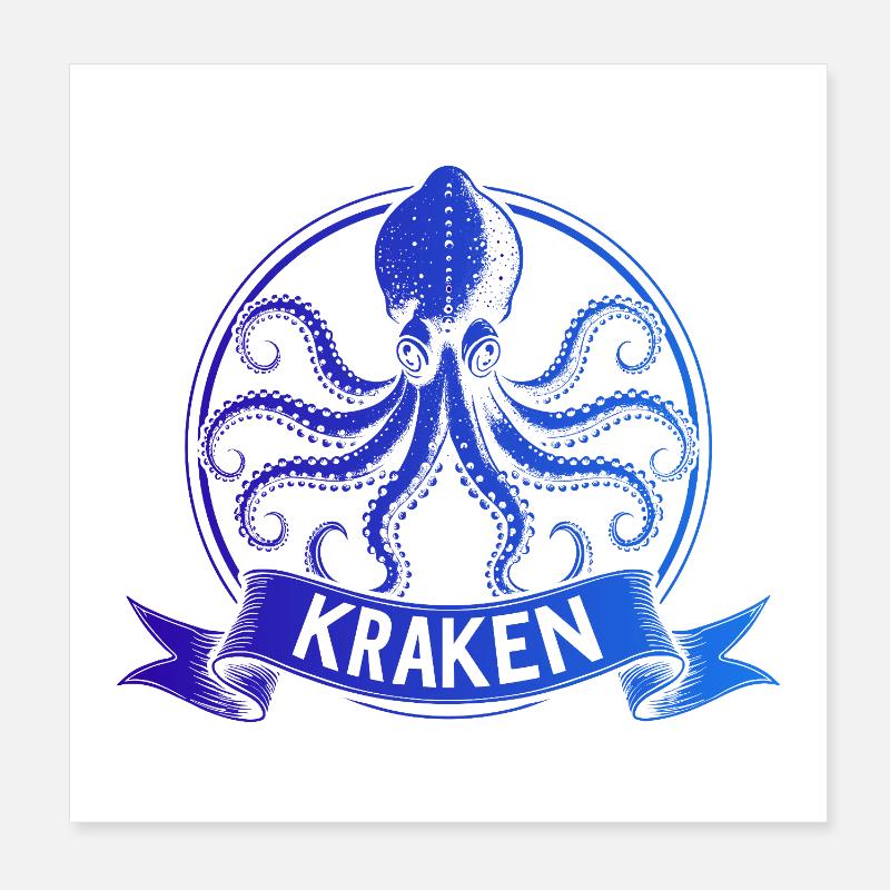 Kraken Krake Tintenfisch Octopus Poster 20 x 20 cm