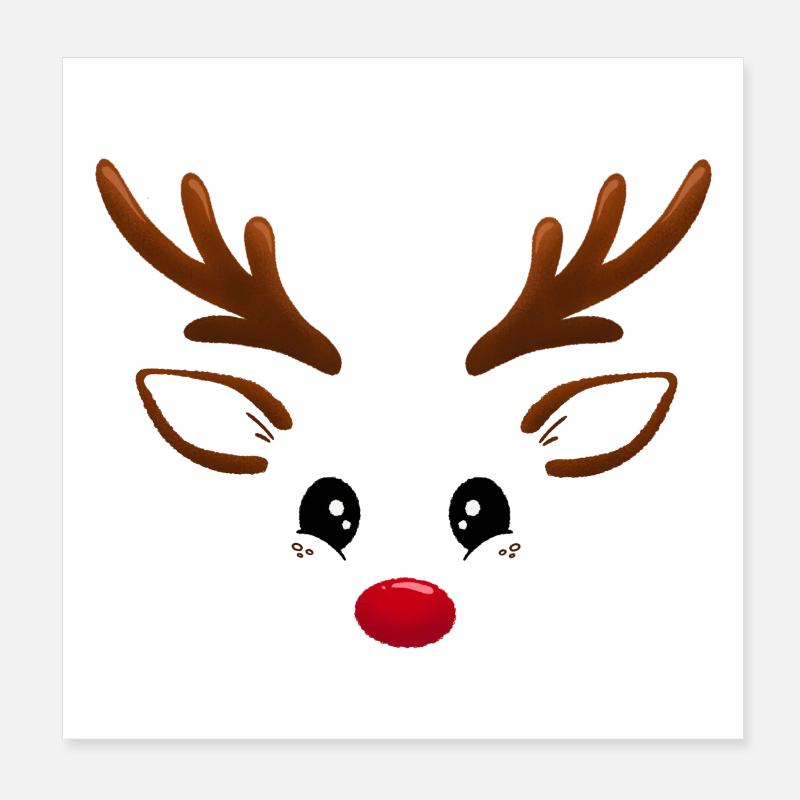 Renne Rudolph - Poster 20 x 20 cm - blanc
