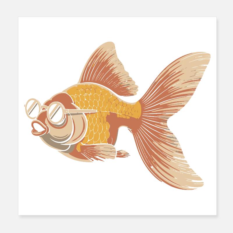 Poisson rouge avec des lunettes rétro Poster 20 x 20 cm