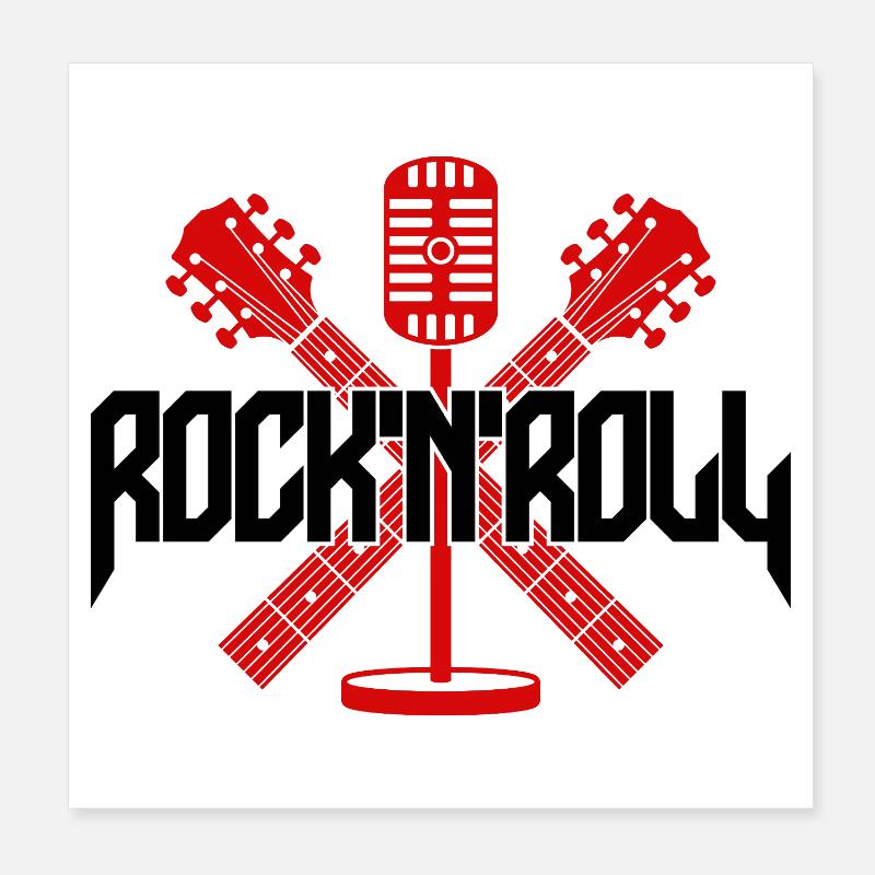 Micro et guitares Rock 'n' Roll Poster 20 x 20 cm