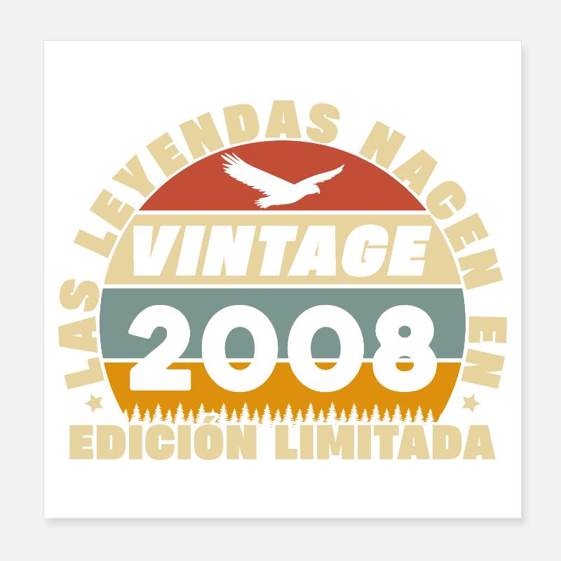 2008 Vintage Retro Geburtstagsgeschenk Poster 20x20 cm