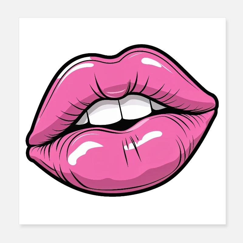 Lèvres Pop Art en Rose Poster 20 x 20 cm