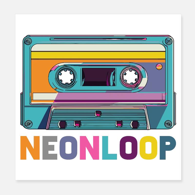 Conception de cassette en boucle néon Poster 20 x 20 cm