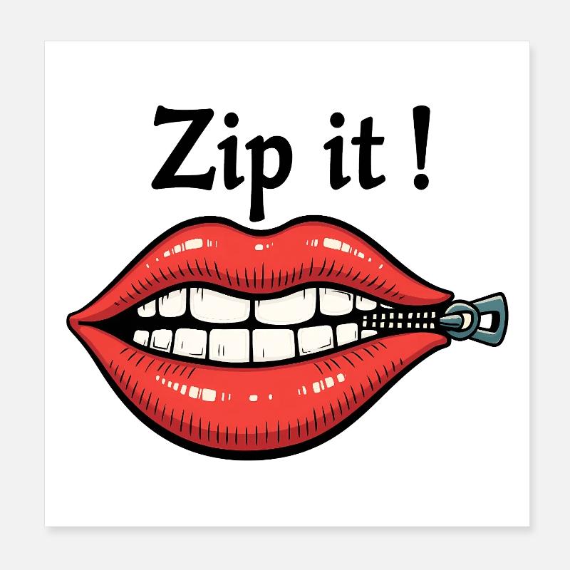 Halt den Mund, Lippen Poster 20x20 cm