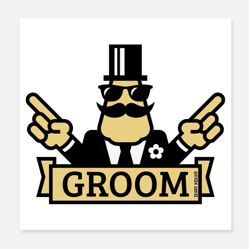 Pointing Groom (Stag Night / Bachelor Party / 3C) Poster 8" x 8" (20x20 cm)