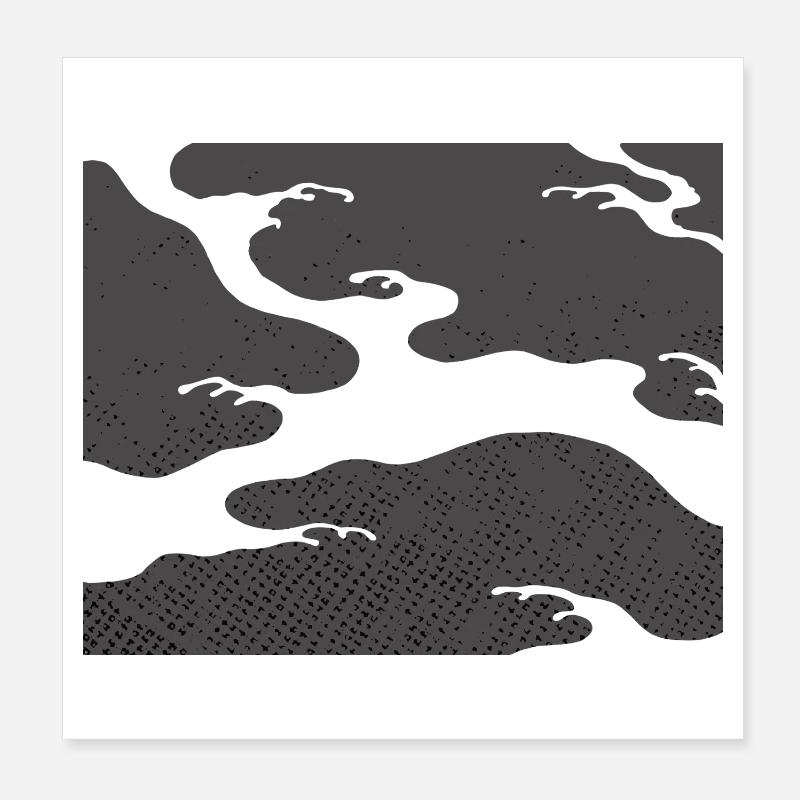 Gray Seigaiha – Japanese Wave Pattern  Poster 8" x 8" (20x20 cm)