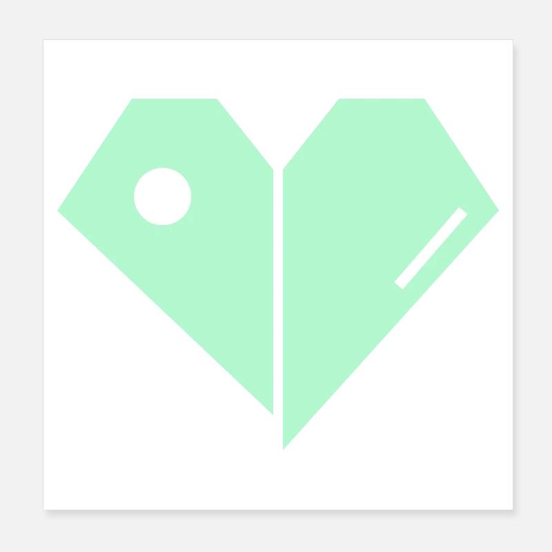 Mint Heart Split Minimalist Poster 8" x 8" (20x20 cm)