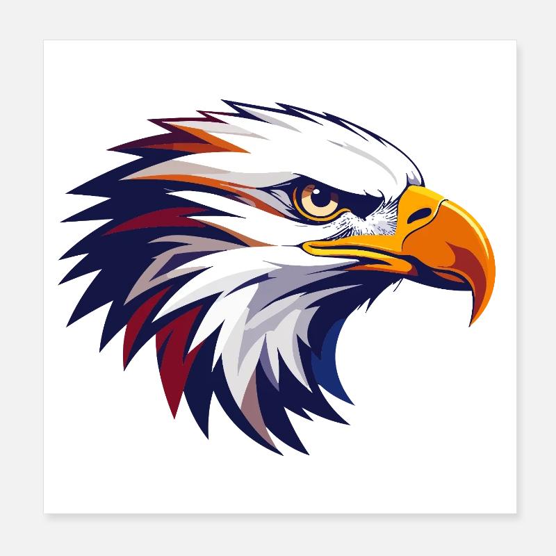 cool eagle head colorful contrast design Poster 8" x 8" (20x20 cm)