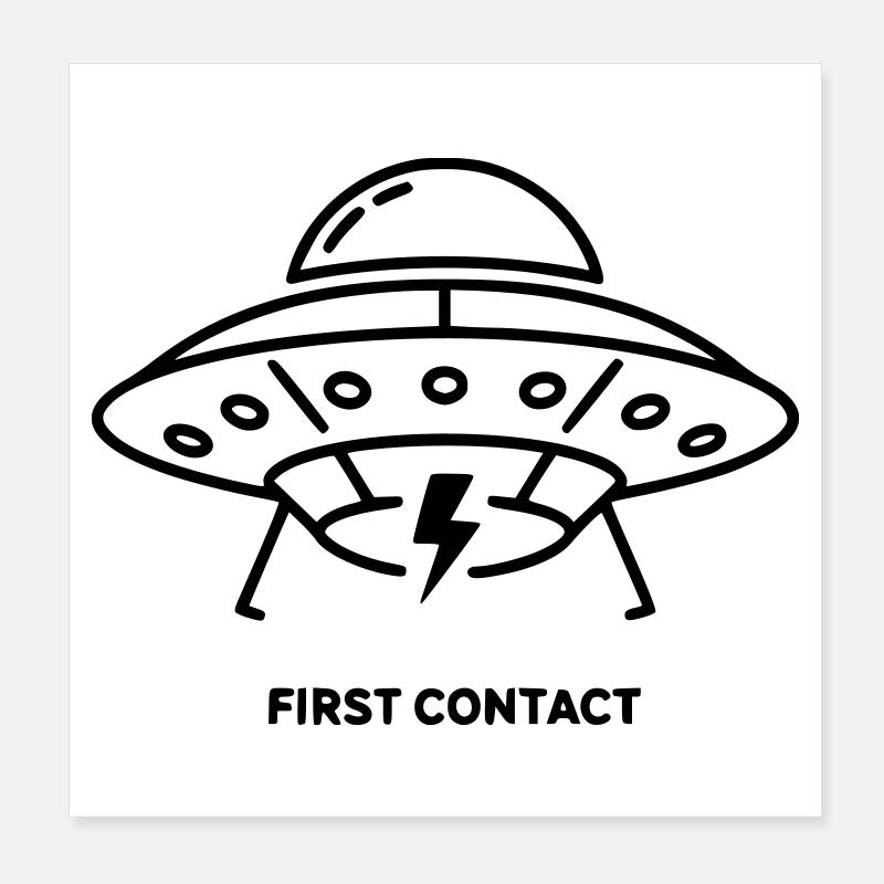 UFO First Contact Alien Blitz Vektor Poster 20x20 cm