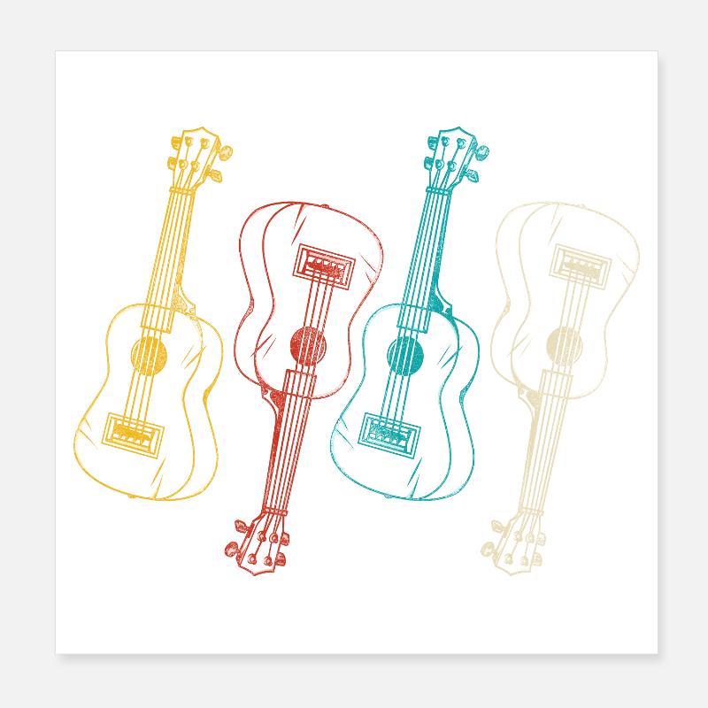 Hawaiian Ukulele Uke Retro Vintage Poster 20x20 cm