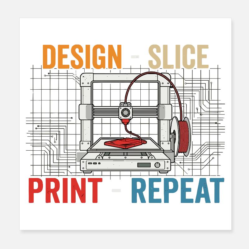 3D-Druck Evolution – Design Slice Print Repeat Poster 20x20 cm