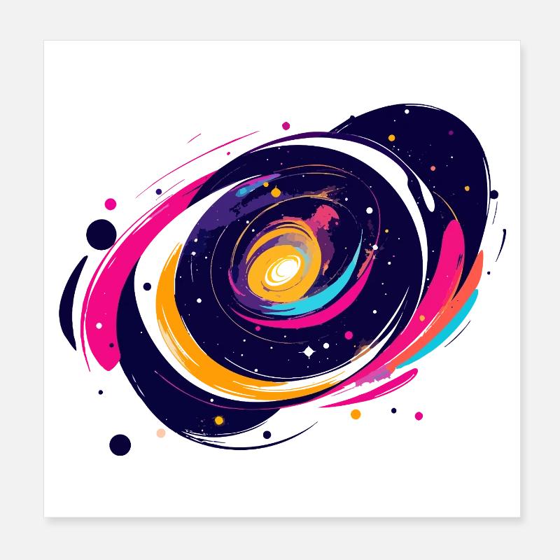 Color Swirl Galaxy Outer Space Pattern Poster 8" x 8" (20x20 cm)