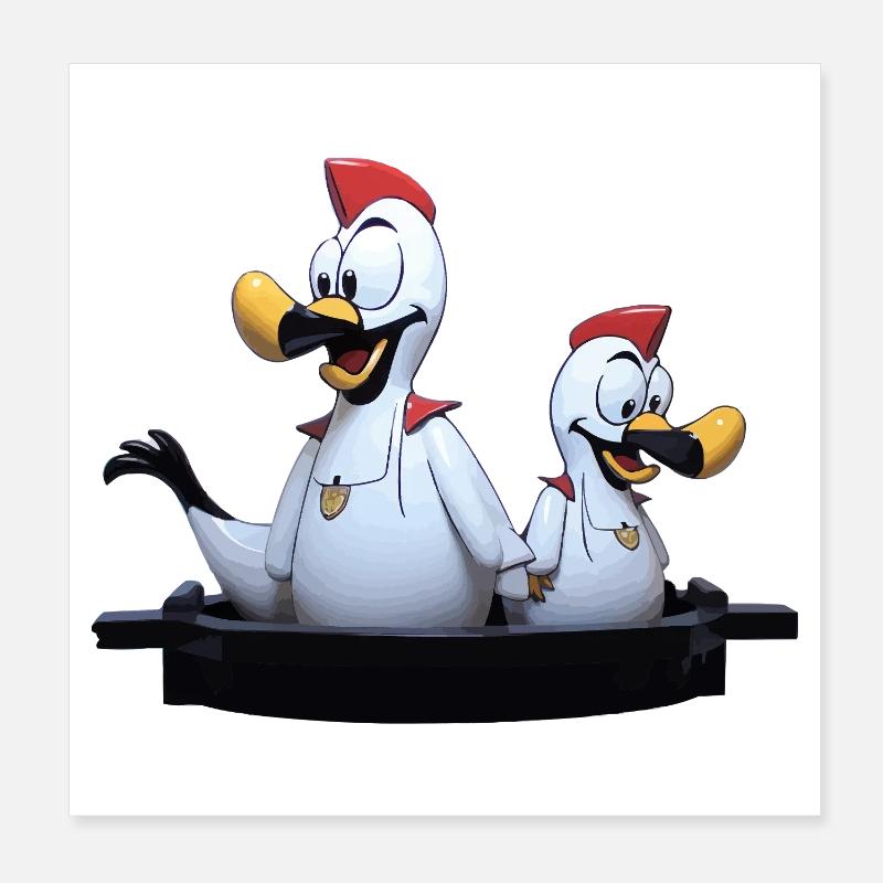 Seagull duo on jetty Poster 8" x 8" (20x20 cm)