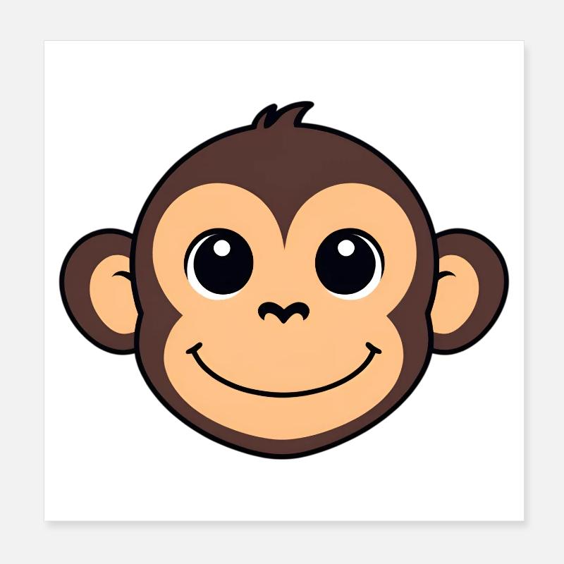 Cheerful Monkey Cartoon Poster 8" x 8" (20x20 cm)