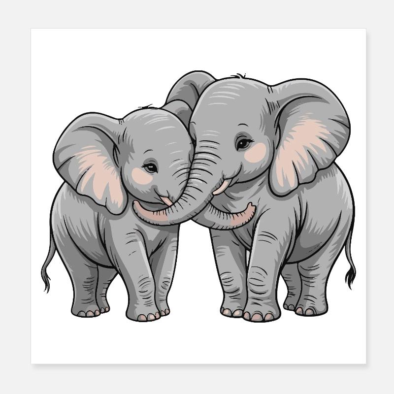 Elefant Paar Valentinstag Poster 20x20 cm