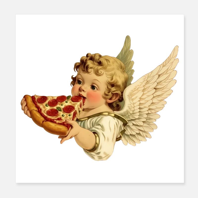 Chérubin pizza – Ange au pepperoni Poster 20 x 20 cm