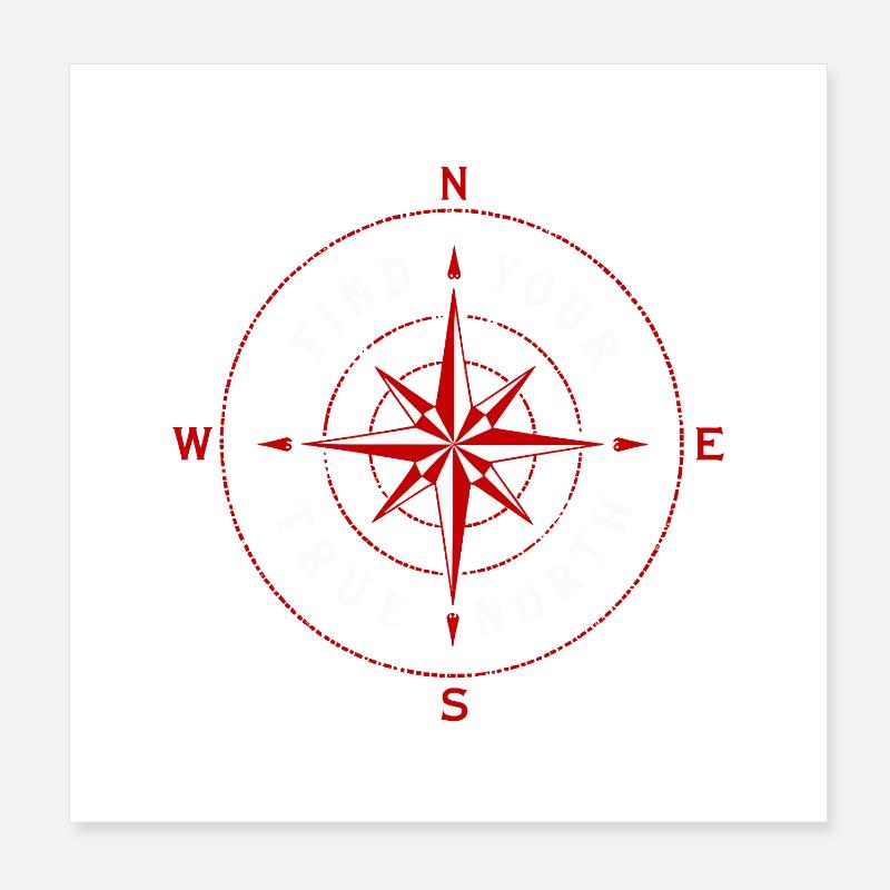 Find Your True North Kompass Kompassrose Symbol Poster 20x20 cm