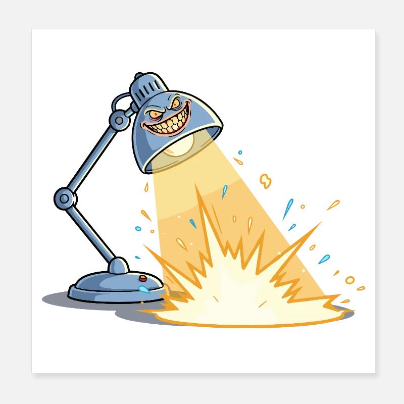 Schelmische Explosionslampe Poster 20x20 cm