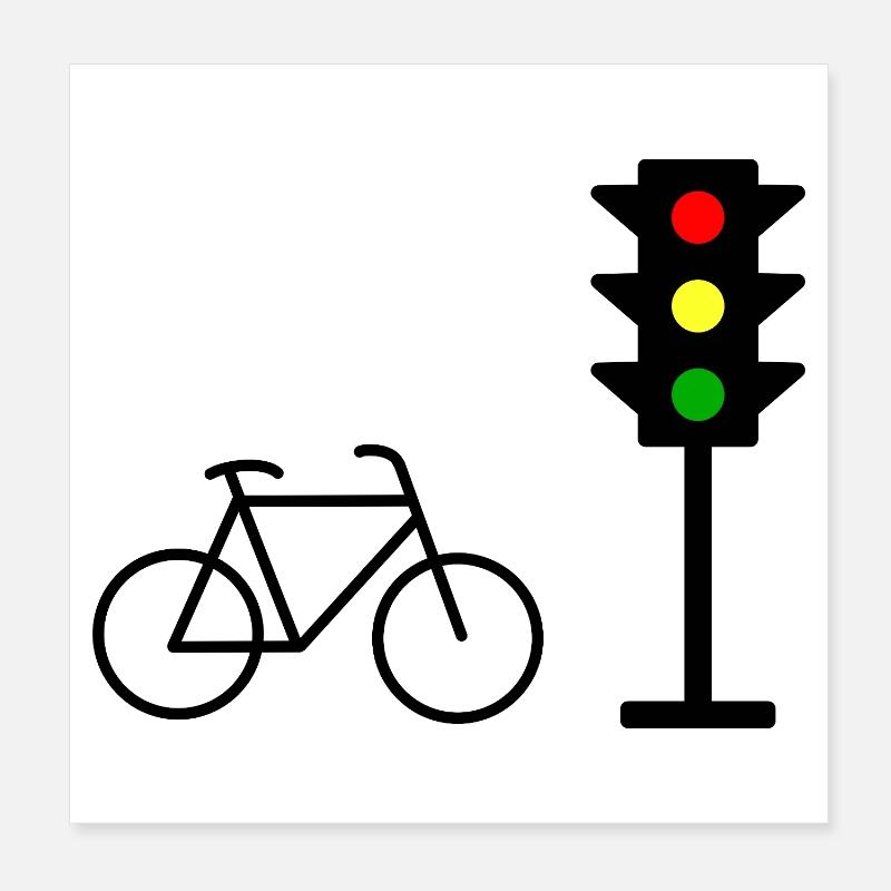 Traffic light print with bicycle Poster 8" x 8" (20x20 cm)