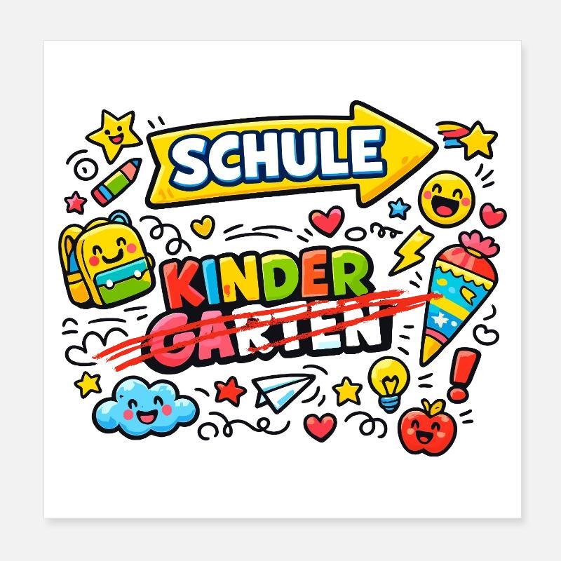 Schulkind Graffiti Stil Poster 20x20 cm