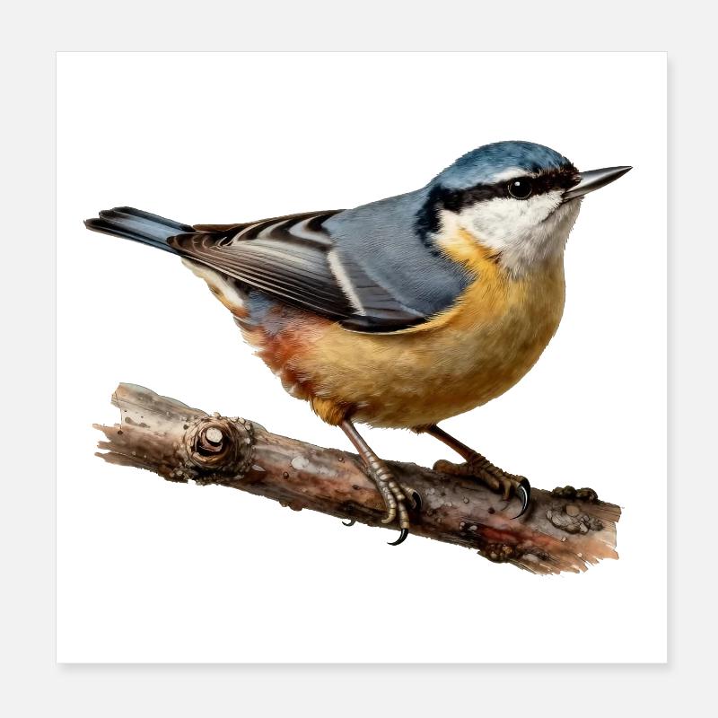 Kleiber am Ast Poster 20x20 cm