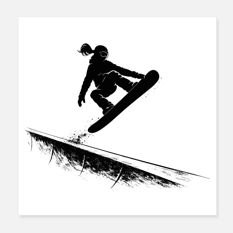 Snowboarder Slopestyle Action Saut Libre Poster 20 x 20 cm