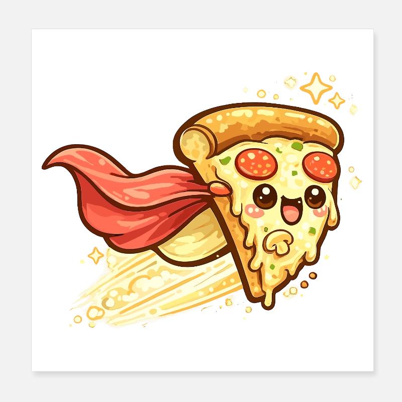 Héros pizza avec cape Poster 20 x 20 cm