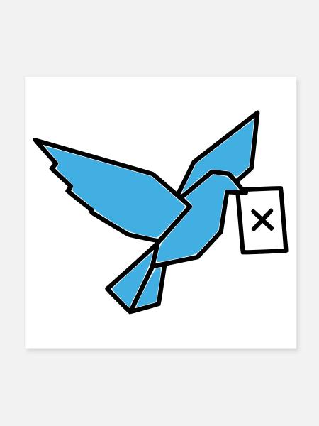 Oiseau porteur de vote : oiseau multicolore - Poster 20 x 20 cm - blanc - Devant