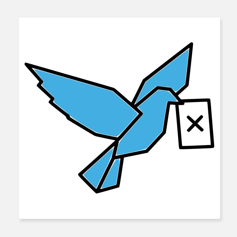 Brieftaube Wahlzettel Vogel Bunt Poster 20x20 cm